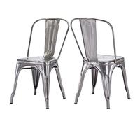 Duhome 2x Sedia da sala da pranzo in metallo ferro con schienale stile vintage impilabile design industriale 666, colore:metallico, materiale:metallo