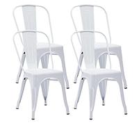 Duhome 4x Sedia da sala da pranzo in metallo ferro con schienale stile vintage impilabile design industriale 666, colore:bianco, materiale:metallo