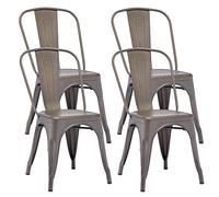 Duhome 4X Sedia da Sala da Pranzo in Metallo Ferro con Schienale Stile Vintage impilabile Design Industriale 666, Colore:Metallico Marrone, Materiale:Metallo