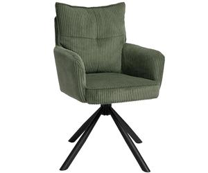 Duhome Sedia per Sala da Pranzo Poltrona Girevole in Velluto a Coste, Sedia Girevole a 360° Sedia da toletta Sedia da Computer per Sala da Pranzo Soggiorno Cucina (Verde)