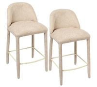 Duhome set 2 Sgabelli da Bar con Schienale e Pedaliera in Metallo Sgabello da Bar in Stile Moderno Realizzato in Tessuto Bou Rivestimento Totale Portata Massima 129kg per Cucina Casa Bar, Beige