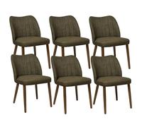 Duhome Set di 6 Sedie per Sala da Pranzo in Lino Imbottite con Gambe in Legno Sedia da Cucina Moderna per Sala da Pranzo Soggiorno Cucina Verde