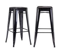 Duhome Sgabello Bar Industriale Esterno, Set di 2 Sgabelli Bar Alto in Metallo, Impilabile Sgabelli da Pranzo, Scandinavian Sgabello Alta per Cucina, Pranzo, Pub, Moderni (Nero, 76cm-2PCS)