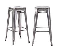 Duhome Sgabello Bar Industriale Esterno, Set di Sgabelli Bar Alto in Metallo, Impilabile Sgabelli da Pranzo, Scandinavian Sgabello Alta per Cucina, Pranzo, Pub, Moderni (Primario, 76cm-2PCS)