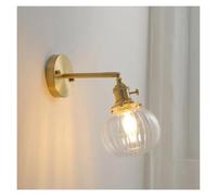 DUHTFCY Applique da parete, lampada da parete moderna nordica in rame accanto allo specchio da bagno con sfera di cristallo, luce per scale, lampada a mano LED, C
