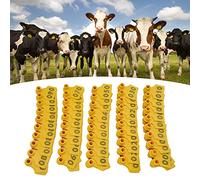 DUIMIMI 100 Pezzi TPU Etichetta Auricolare per Bestiame da 001 a 100 Numero Giallo Brillante Durevole Chiodo in Rame per Maiale Mucca Pecora Capra Allevamento di Animali da (Gialla)