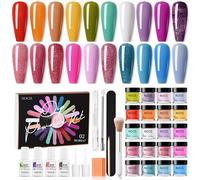 DUIMIMI 20 colori Dip Powder Nail Kit, asciugatura rapida, lampada LED necessaria, kit di avviamento per immersione in polvere per unghie con base, top coat, attivatore, salva (NCSKJ-67)