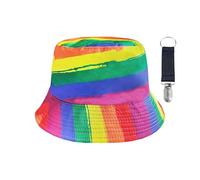 DUINIU 1 Cappello Da Pescatore E 1 Clip Per Cappello, Cappello Da Sole Piatto A Tutto Fiammifero, Cappello A Bacino A Doppia Faccia A Righe Colorate, Abbigliamento Quotidiano Con Accessori.