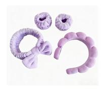 DUINIU 1 Pezzo di Fascia per Capelli per Il Viso, 1 Fascia per Capelli E 1 Paio di Braccialetti, Prodotti per La Cura della Pelle E La Pulizia della Casa (Viola).