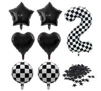 DUINIU 1 Pz Digitale 2 Palloncini, 2 Pezzi Palloncini d'Amore, 2 Pezzi Palloncini A Stella, 2 Pezzi Palloncini Rotondi E 1 Confezione di Coriandoli A Stella, Decorazioni per Feste A Tema Gara.