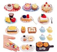 DUINIU 16 Pezzi di Mini Accessori per Cattivi E 10 Giocattoli Alimentari Squisiti, Combinazione di Cibo di Simulazione in Scala 1:12, Scene di Cattivi E Scopi Decorativi.
