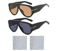 DUINIU 2 Paia Di Occhiali Da Sole Retrò E 2 Sciarpe Per Occhiali, Occhiali Da Sole Flat Top Con Montatura Grande,Cadre Da Sole Da Uomo, Accessori Alla Moda.