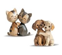 DUINIU 2 Pezzi di Gioielli per Animali, Decorazione Desktop per Gatti, Intaglio del Legno A Coppia Piatta 2D, Adatto per Decorare Camere da Letto E Uffici.