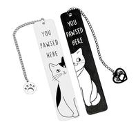 DUINIU 2 Pezzi di Segnalibri per Gatti A metà Strada, Segnalibri di Testo Creativi, Divertenti Supporti per Pagine di Libri in Acciaio Inossidabile, Regali di Festa Squisiti.