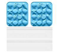 DUINIU 2 Pezzi di Stampi per Conchiglie Marine, 100 Sacchetti Autosigillanti, Stampi A Tema Marino, Strumenti per Modellare La Glassa, Stampi Sospesi Portatili, Sacchetti Regalo per Snack.