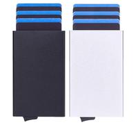 DUINIU 2 Set di Carte RFID A Spinta Manuale Antifurto, Scatole di Carte Pop-Up Automatiche con Anti-Smagnetizzazione, Porta Carte in Metallo Semplice (Argento, Nero).