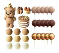 DUINIU 28 Set di Orso in Gomma Morbida, Decorazioni per Torte Cute Cartoon, Candele in Gomma Morbida alla Moda, Cartelloni in Schiuma, Decorazioni per Feste di Compleanno.