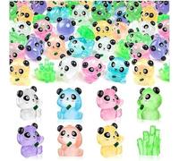 DUINIU 32 Pezzi di Ornamenti Luminosi Panda, Mini Ornamenti in Resina, Simpatici Panda Piccoli, Adatti per Il Posizionamento del Desktop, Gli Interni delle Auto (Vari Stili).