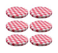 DUINIU 6 Tappi per Bottiglie di Marmellata, Tappi A Vite con Griglia Rossa E Bianca, Tappi di Ricambio per Barattoli di Vetro, Tappi A Prova di Perdite, Tappi per La Conservazione della Cucina.