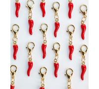 DUINIU 60 Portachiavi Decorativi al Peperoncino, Forme di Peperoncino Rosso, Ciondoli in Corno d'oro Fortunato, Accessori Fatti A Mano, Decorazioni per L'Imballaggio della Scatola del Braccialetto.
