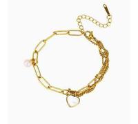 DUINIU Braccialetto d'Amore con Perle da 1 Pezzo, Collana d'Amore Dorata da 1 Pezzo, Collana da Donna alla Moda Regolabile A Doppio Strato.