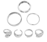DUINIU Bracciali in Argento da 3 Pezzi E Anelli in Argento da 4 Pezzi, Cerchi A Forma di Arco Ad Ampia Area alla Moda, Bracciali Impilabili Atmosferici E Versatili, Semplici Gioielli di personalità.