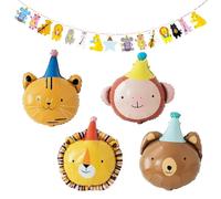 DUINIU Palloncini Animali da da 4 Pezzi, Bandiera Animale da 1 Pezzo, Articoli per Feste di Compleanno Carini, Disposizione della Scena della Festa, Decorazioni Carine.