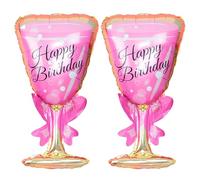 DUINIU Palloncini di Vetro di Vino Rosa da 2 Pezzi, Buon Compleanno, Puntelli di Tiro della personalità Creativa, Decorazione della Festa di Compleanno della Principessa.