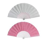 DUINIU Scomparti da 2 Pezzi, Oggetti di Scena per Feste di Ballo, Ventagli Pieghevoli, Ornamenti per La Decorazione della Casa, Regali di Viaggio (Rosa, Argento).
