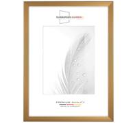 Duisburger-Rahmen24 DR24 Cornice 41x51 (Oro Semplice) su Misura, Telaio in Legno MDF Largo 35 mm Incluso Vetro Sintetico antiriflesso, Parete Posteriore Stabile, perni da Piegatura e Ganci