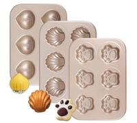 duisoad 3 Pezzi Teglia Muffin Antiaderente, Teglia Riutilizzabili Acciaio al Carbonio Stampi per Cupcakes, Budini, Muffin, 26,5 x 18,5 cm