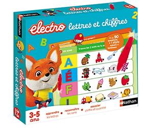 Dujardin Nathan Nathan - Electro Lettere e Numeri, per Imparare Lettere, Suoni, quantità, Gioco educativo elettronico, 1 Penna Sonora e Luminosa Inclusa, per Bambini dai 3 ai 5 Anni