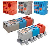 Dujelixa Kit di morsetti universali da 18 pezzi, connettori per guida DIN per una gestione e un'organizzazione ordinata dei cavi, montaggio su guida DIN e a vite salvaspazio, per conduttori 20-9 AWG