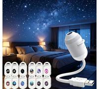 Dujuanus 2-in-1 Galaxy Star Projector, HD 5D Holographic Night Light Projector, 360° Rotating USB Powered Plug and Play Ceiling Light for Bedroom Decor (12 Films)
