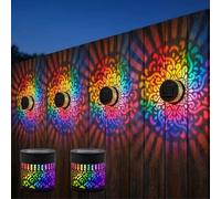 Dujuanus 2Pcs Lampada da Parete Decorativa a Energia Solare con Mandala, 7 Colori Che Cambiano Luce Esterna,Lampada Decorativa per Recinzione, Giardino, Patio, Terrazzo (7 Colori)