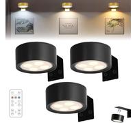 Dujuanus 3Pcs Luce per Quadro Senza Fili Ricaricabile, Faretto per Quadri a Batteria Applique LED da Parete Interno USB con Telecomando Luce Notturna Magnetica (Nero)