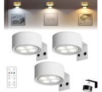 Dujuanus 3Pcs Luce per Quadro Senza Fili Ricaricabile, Faretto per Quadri a Batteria Applique LED da Parete Interno USB con Telecomando Luce Notturna Magnetica (Bianco)