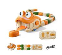 Dujuanus Magnetic Snake Game Eating Itself,Remote Control Snake Toy with Light Up Eyes, Interactive Parent-Child Competitive Game Race Car Toy for Kids (Orange)