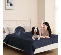 DUJUIKE Coperta Da Letto Impermeabile, Coperta Per Cani In Flanella Impermeabile, Adatta Per La Protezione Di Letti, Divani E Mobili, Morbida Coperta Multifunzionale Double Face (202x232 Cm, Blu Navy)