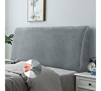 DUJUIKE Copertura Per Testiera, Fodera per Testiera Del Letto Tessuto in Velluto Elasticizzato, copertura protettiva con fondo elastico per la decorazione del letto (Grigio chiaro, 150cm-170cm)