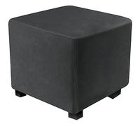 DUJUIKE Copri Poggiapiedi, Copertura Ottomana, Copri Pouf Rettangolare in Velluto Lavabile,elasticizzato con fondo elastico(L&W: 33-46 cm, H: 38-46 cm, nero)