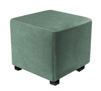DUJUIKE Copri Poggiapiedi, Copertura Ottomana, Copri Pouf Rettangolare in Velluto Lavabile,elasticizzato con fondo elastico（L&W: 33-46 cm, H: 38-46 cm,Verde cipresso）