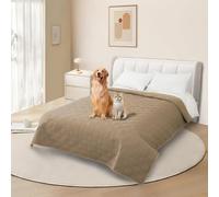 DUJUIKE Copridivano 100% impermeabile per cani, coperta per animali domestici, protezione per mobili per bambini e animali domestici, con fondo antiscivolo, per 3 posti (Cammello, 208 x 260 cm)