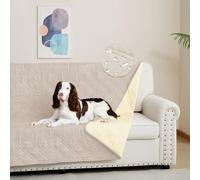DUJUIKE Copridivano 100% impermeabile per cani, coperta per animali domestici, protezione per mobili per bambini e animali domestici, con fondo antiscivolo, per 3 posti (Crema, 132 x 208 cm)