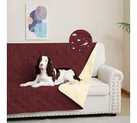 DUJUIKE Copridivano 100% impermeabile per cani, coperta per animali domestici, protezione per mobili per bambini e animali domestici, con fondo antiscivolo, per 3 posti (Rosso, 132 x 208 cm)