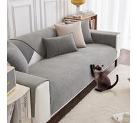 DUJUIKE Copridivano ciniglia 3 posti, 2 posti, Copri divano con penisola, Copridivano chaise longue, Copricuscini per divani antiscivolo, Coprischienale, Copridivano (Grigio, 70x160 cm)