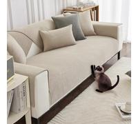 DUJUIKE Copridivano ciniglia 3 posti, 2 posti, Copri divano con penisola, Copridivano chaise longue, Copricuscini per divani antiscivolo, Coprischienale, Copridivano (Bianco, 90x160 cm)