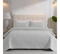 DUJUIKE Copriletto Matrimoniale, Copriletto 200x220cm Set Da Tre Pezzi, Con 2 Federe 50x75 cm, Trapunta Goffrata Multifunzionale, Può Essere Utilizzato Come Lenzuolo Per Divano (Grigio Chiaro)