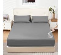 DUJUIKE Coprimaterasso Impermeabile, Lenzuolo con angoli impermeabile, Tasca Profonda, Adatto per materassi da 20-40 cm, Adatto per gatti, Cani, Bambini, Ipoallergenico(Grigio,90x200cm)