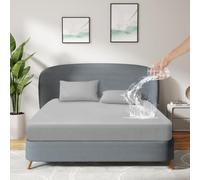 DUJUIKE Coprimaterasso Impermeabile, Lenzuolo con angoli impermeabile, Tasca Profonda, Adatto per materassi da 20-40 cm, Adatto per gatti, Cani, Bambini, Ipoallergenico(Grigio,150x200cm)